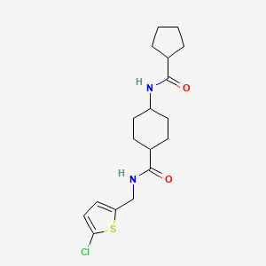 molecular formula C18H25ClN2O2S B7051005 N-[(5-chlorothiophen-2-yl)methyl]-4-(cyclopentanecarbonylamino)cyclohexane-1-carboxamide 