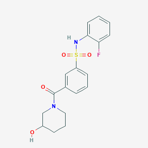 molecular formula C18H19FN2O4S B7051015 N-(2-fluorophenyl)-3-(3-hydroxypiperidine-1-carbonyl)benzenesulfonamide 