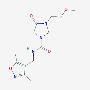 molecular formula C13H20N4O4 B7051124 N-[(3,5-dimethyl-1,2-oxazol-4-yl)methyl]-3-(2-methoxyethyl)-4-oxoimidazolidine-1-carboxamide 