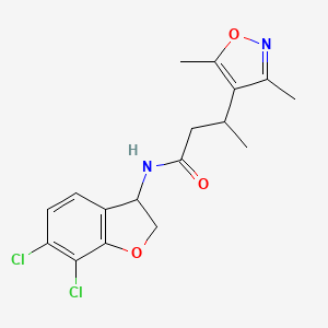 molecular formula C17H18Cl2N2O3 B7051310 N-(6,7-dichloro-2,3-dihydro-1-benzofuran-3-yl)-3-(3,5-dimethyl-1,2-oxazol-4-yl)butanamide 
