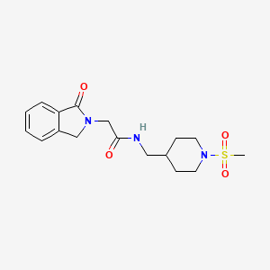 molecular formula C17H23N3O4S B7051362 N-[(1-methylsulfonylpiperidin-4-yl)methyl]-2-(3-oxo-1H-isoindol-2-yl)acetamide 