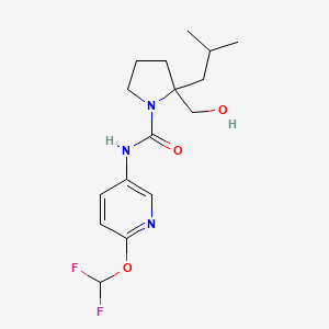 molecular formula C16H23F2N3O3 B7051587 N-[6-(difluoromethoxy)pyridin-3-yl]-2-(hydroxymethyl)-2-(2-methylpropyl)pyrrolidine-1-carboxamide 