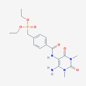 molecular formula C18H25N4O6P B070516 N-(4-amino-1,3-dimethyl-2,6-dioxopyrimidin-5-yl)-4-(diethoxyphosphorylmethyl)benzamide CAS No. 166115-75-9