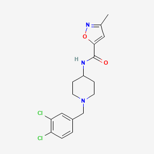molecular formula C17H19Cl2N3O2 B7051813 N-[1-[(3,4-dichlorophenyl)methyl]piperidin-4-yl]-3-methyl-1,2-oxazole-5-carboxamide 