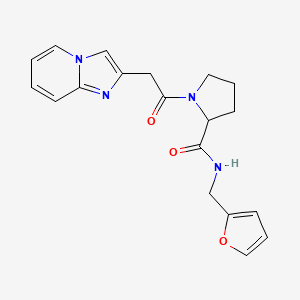 molecular formula C19H20N4O3 B7051835 N-(furan-2-ylmethyl)-1-(2-imidazo[1,2-a]pyridin-2-ylacetyl)pyrrolidine-2-carboxamide 