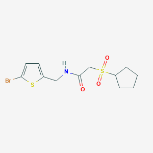 molecular formula C12H16BrNO3S2 B7051980 N-[(5-bromothiophen-2-yl)methyl]-2-cyclopentylsulfonylacetamide 