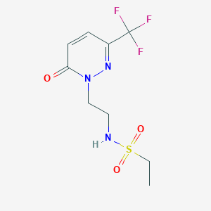 molecular formula C9H12F3N3O3S B7051991 N-[2-[6-oxo-3-(trifluoromethyl)pyridazin-1-yl]ethyl]ethanesulfonamide 