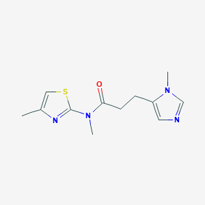 molecular formula C12H16N4OS B7052207 N-methyl-3-(3-methylimidazol-4-yl)-N-(4-methyl-1,3-thiazol-2-yl)propanamide 