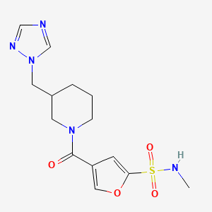 molecular formula C14H19N5O4S B7052261 N-methyl-4-[3-(1,2,4-triazol-1-ylmethyl)piperidine-1-carbonyl]furan-2-sulfonamide 
