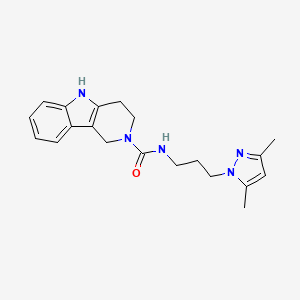 molecular formula C20H25N5O B7052451 N-[3-(3,5-dimethylpyrazol-1-yl)propyl]-1,3,4,5-tetrahydropyrido[4,3-b]indole-2-carboxamide 