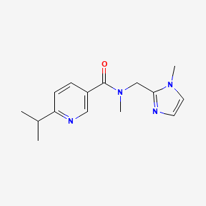 molecular formula C15H20N4O B7052467 N-methyl-N-[(1-methylimidazol-2-yl)methyl]-6-propan-2-ylpyridine-3-carboxamide 