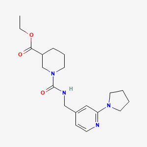 molecular formula C19H28N4O3 B7052564 Ethyl 1-[(2-pyrrolidin-1-ylpyridin-4-yl)methylcarbamoyl]piperidine-3-carboxylate 