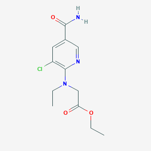 molecular formula C12H16ClN3O3 B7052650 Ethyl 2-[(5-carbamoyl-3-chloropyridin-2-yl)-ethylamino]acetate 