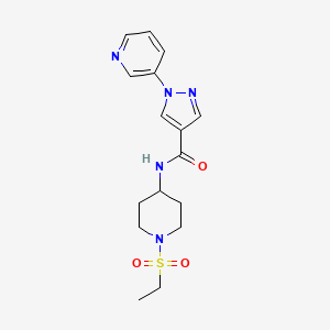 molecular formula C16H21N5O3S B7052688 N-(1-ethylsulfonylpiperidin-4-yl)-1-pyridin-3-ylpyrazole-4-carboxamide 