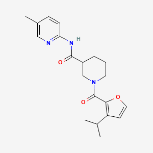 molecular formula C20H25N3O3 B7052763 N-(5-methylpyridin-2-yl)-1-(3-propan-2-ylfuran-2-carbonyl)piperidine-3-carboxamide 