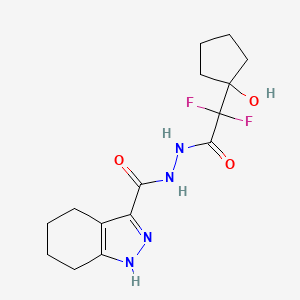 molecular formula C15H20F2N4O3 B7052767 N'-[2,2-difluoro-2-(1-hydroxycyclopentyl)acetyl]-4,5,6,7-tetrahydro-1H-indazole-3-carbohydrazide 