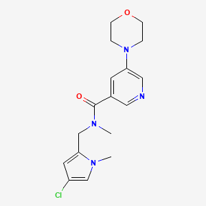 molecular formula C17H21ClN4O2 B7052784 N-[(4-chloro-1-methylpyrrol-2-yl)methyl]-N-methyl-5-morpholin-4-ylpyridine-3-carboxamide 