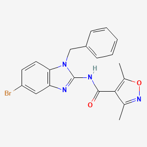 molecular formula C20H17BrN4O2 B7052897 N-(1-benzyl-5-bromobenzimidazol-2-yl)-3,5-dimethyl-1,2-oxazole-4-carboxamide 