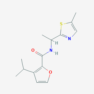 molecular formula C14H18N2O2S B7052907 N-[1-(5-methyl-1,3-thiazol-2-yl)ethyl]-3-propan-2-ylfuran-2-carboxamide 