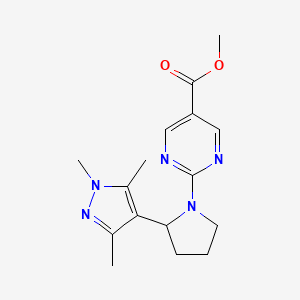 molecular formula C16H21N5O2 B7053076 Methyl 2-[2-(1,3,5-trimethylpyrazol-4-yl)pyrrolidin-1-yl]pyrimidine-5-carboxylate 