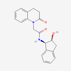 molecular formula C20H20N2O3 B7053333 N-[(1R,2S)-2-hydroxy-2,3-dihydro-1H-inden-1-yl]-2-(2-oxo-3,4-dihydroquinolin-1-yl)acetamide 