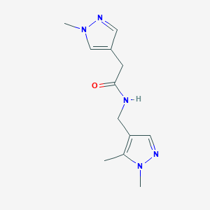 molecular formula C12H17N5O B7053454 N-[(1,5-dimethylpyrazol-4-yl)methyl]-2-(1-methylpyrazol-4-yl)acetamide 