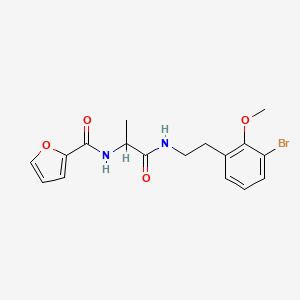 molecular formula C17H19BrN2O4 B7053470 N-[1-[2-(3-bromo-2-methoxyphenyl)ethylamino]-1-oxopropan-2-yl]furan-2-carboxamide 