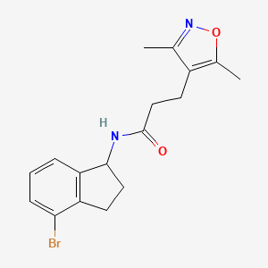 molecular formula C17H19BrN2O2 B7053764 N-(4-bromo-2,3-dihydro-1H-inden-1-yl)-3-(3,5-dimethyl-1,2-oxazol-4-yl)propanamide 