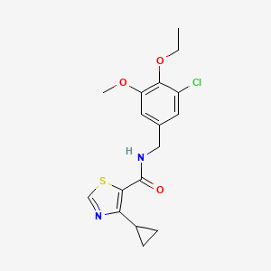 molecular formula C17H19ClN2O3S B7053772 N-[(3-chloro-4-ethoxy-5-methoxyphenyl)methyl]-4-cyclopropyl-1,3-thiazole-5-carboxamide 