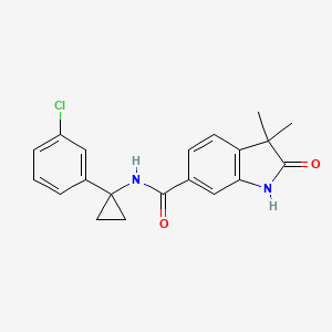 molecular formula C20H19ClN2O2 B7053835 N-[1-(3-chlorophenyl)cyclopropyl]-3,3-dimethyl-2-oxo-1H-indole-6-carboxamide 