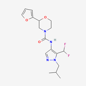 molecular formula C17H22F2N4O3 B7053858 N-[5-(difluoromethyl)-1-(2-methylpropyl)pyrazol-4-yl]-2-(furan-2-yl)morpholine-4-carboxamide 