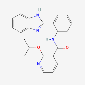 molecular formula C22H20N4O2 B7053926 N-[2-(1H-benzimidazol-2-yl)phenyl]-2-propan-2-yloxypyridine-3-carboxamide 