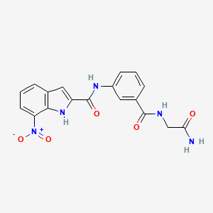 molecular formula C18H15N5O5 B7053968 N-[3-[(2-amino-2-oxoethyl)carbamoyl]phenyl]-7-nitro-1H-indole-2-carboxamide 