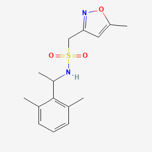 molecular formula C15H20N2O3S B7054016 N-[1-(2,6-dimethylphenyl)ethyl]-1-(5-methyl-1,2-oxazol-3-yl)methanesulfonamide 