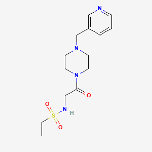 molecular formula C14H22N4O3S B7054044 N-[2-oxo-2-[4-(pyridin-3-ylmethyl)piperazin-1-yl]ethyl]ethanesulfonamide 
