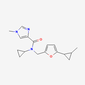 molecular formula C17H21N3O2 B7054122 N-cyclopropyl-1-methyl-N-[[5-(2-methylcyclopropyl)furan-2-yl]methyl]imidazole-4-carboxamide 