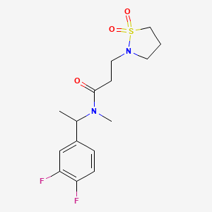 molecular formula C15H20F2N2O3S B7054206 N-[1-(3,4-difluorophenyl)ethyl]-3-(1,1-dioxo-1,2-thiazolidin-2-yl)-N-methylpropanamide 