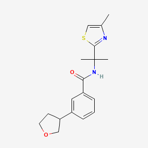 molecular formula C18H22N2O2S B7054314 N-[2-(4-methyl-1,3-thiazol-2-yl)propan-2-yl]-3-(oxolan-3-yl)benzamide 