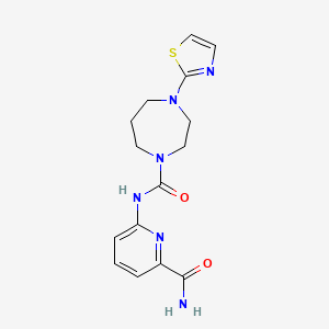 molecular formula C15H18N6O2S B7054403 N-(6-carbamoylpyridin-2-yl)-4-(1,3-thiazol-2-yl)-1,4-diazepane-1-carboxamide 
