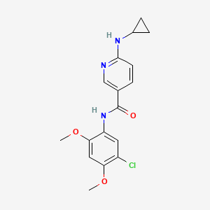 molecular formula C17H18ClN3O3 B7054422 N-(5-chloro-2,4-dimethoxyphenyl)-6-(cyclopropylamino)pyridine-3-carboxamide 