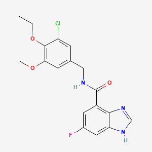 molecular formula C18H17ClFN3O3 B7054436 N-[(3-chloro-4-ethoxy-5-methoxyphenyl)methyl]-6-fluoro-1H-benzimidazole-4-carboxamide 