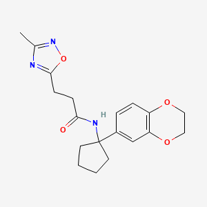 molecular formula C19H23N3O4 B7054685 N-[1-(2,3-dihydro-1,4-benzodioxin-6-yl)cyclopentyl]-3-(3-methyl-1,2,4-oxadiazol-5-yl)propanamide 