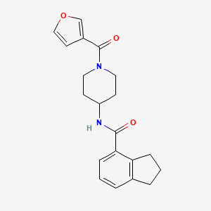 molecular formula C20H22N2O3 B7055322 N-[1-(furan-3-carbonyl)piperidin-4-yl]-2,3-dihydro-1H-indene-4-carboxamide 