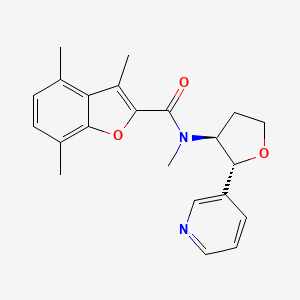 molecular formula C22H24N2O3 B7055742 N,3,4,7-tetramethyl-N-[(2R,3S)-2-pyridin-3-yloxolan-3-yl]-1-benzofuran-2-carboxamide 