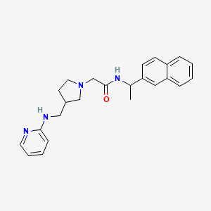 molecular formula C24H28N4O B7056728 N-(1-naphthalen-2-ylethyl)-2-[3-[(pyridin-2-ylamino)methyl]pyrrolidin-1-yl]acetamide 