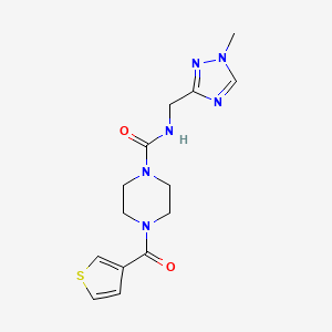 molecular formula C14H18N6O2S B7057106 N-[(1-methyl-1,2,4-triazol-3-yl)methyl]-4-(thiophene-3-carbonyl)piperazine-1-carboxamide 