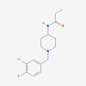 molecular formula C15H20ClFN2O B7057169 N-[1-[(3-chloro-4-fluorophenyl)methyl]piperidin-4-yl]propanamide 