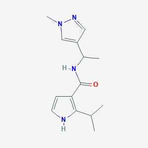 molecular formula C14H20N4O B7057497 N-[1-(1-methylpyrazol-4-yl)ethyl]-2-propan-2-yl-1H-pyrrole-3-carboxamide 