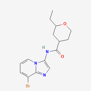 molecular formula C15H18BrN3O2 B7057630 N-(8-bromoimidazo[1,2-a]pyridin-3-yl)-2-ethyloxane-4-carboxamide 