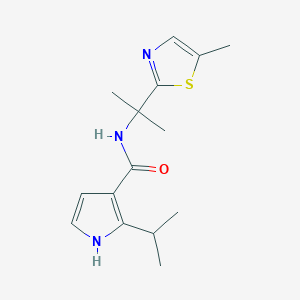 molecular formula C15H21N3OS B7057683 N-[2-(5-methyl-1,3-thiazol-2-yl)propan-2-yl]-2-propan-2-yl-1H-pyrrole-3-carboxamide 